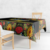 Petrykivka Ukrainian Folk Pattern Tablecloth Golden Trident With Map