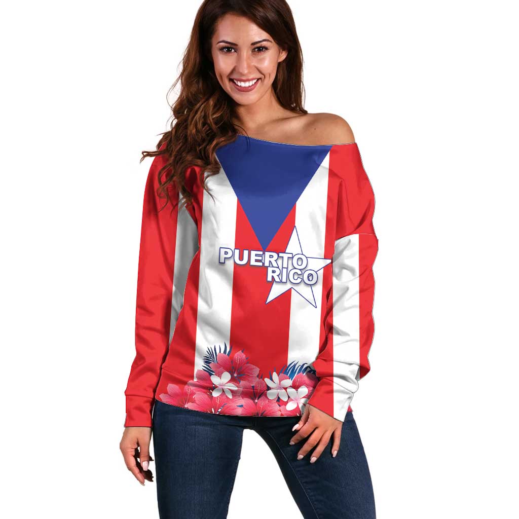 Personalized Puerto Rico Coat Of Arms Off Shoulder Sweater - Wonder Print Shop