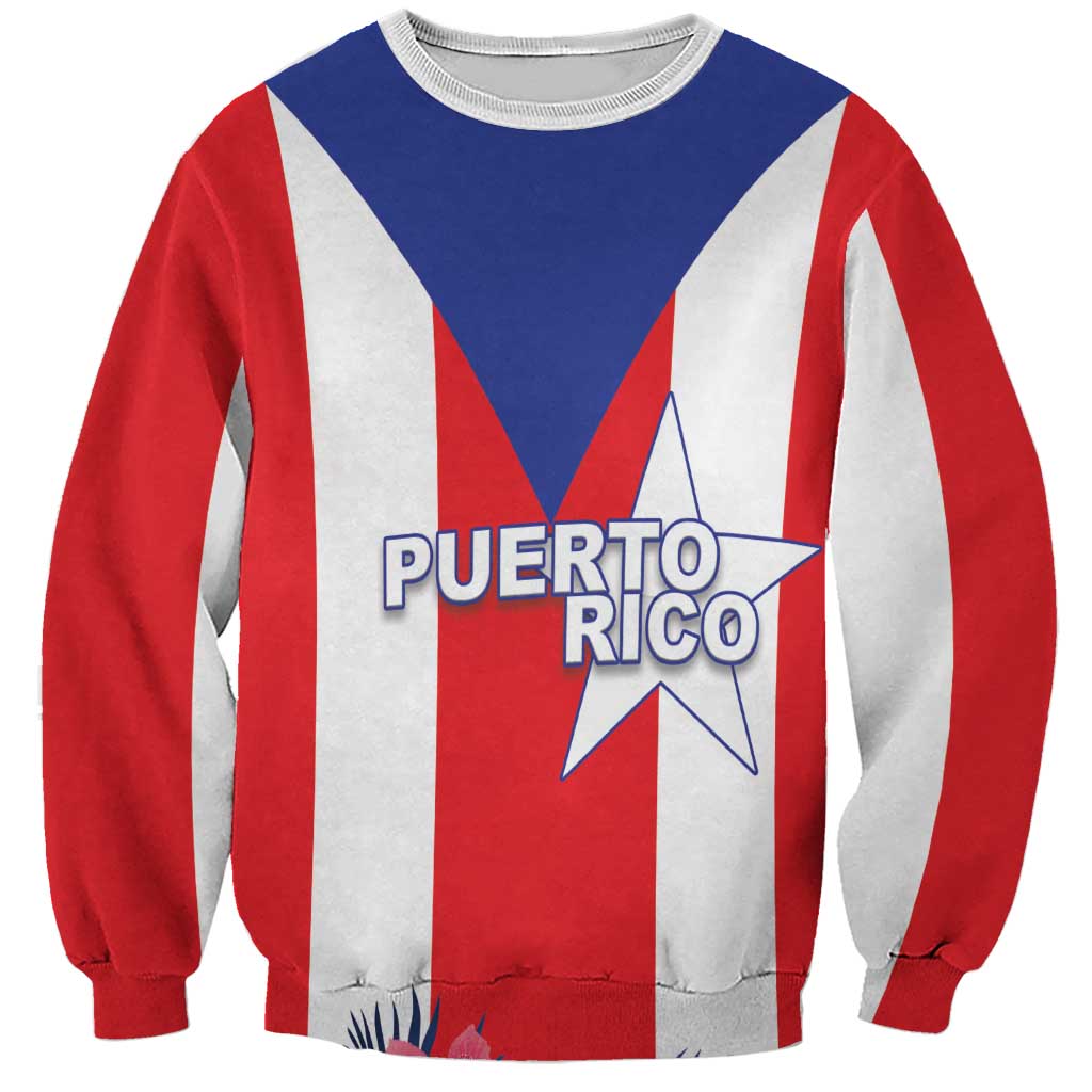 Unisex red-and-white striped sweatshirt with Puerto Rico star logo and text