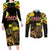 Ethiopia Enkutatash Lion of Judah Couples Matching Long Sleeve Bodycon Dress and Long Sleeve Button Shirt With Folk Pattern - Wonder Print Shop