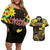 Ethiopia Enkutatash Lion of Judah Couples Matching Off Shoulder Short Dress and Hawaiian Shirt With Folk Pattern