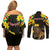 Ethiopia Enkutatash Lion of Judah Couples Matching Off Shoulder Short Dress and Long Sleeve Button Shirt With Folk Pattern