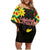 Ethiopia Enkutatash Lion of Judah Family Matching Off Shoulder Short Dress and Hawaiian Shirt With Folk Pattern