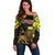 Ethiopia Enkutatash Lion of Judah Off Shoulder Sweater With Folk Pattern