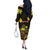 Ethiopia Enkutatash Lion of Judah Off The Shoulder Long Sleeve Dress With Folk Pattern