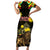 Ethiopia Enkutatash Lion of Judah Short Sleeve Bodycon Dress With Folk Pattern