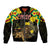 Ethiopia Enkutatash Lion of Judah Sleeve Zip Bomber Jacket With Folk Pattern