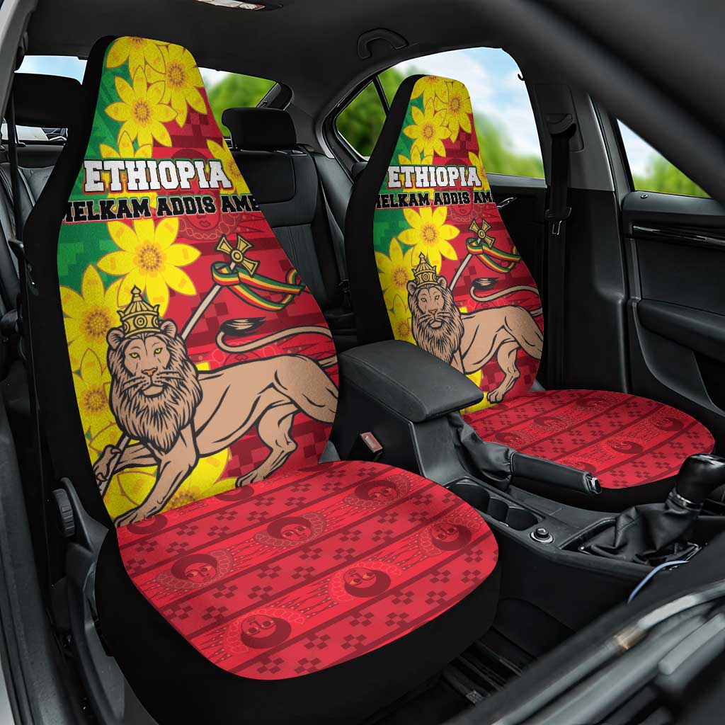 Ethiopia Enkutatash Melkam Addis Amet Car Seat Cover With Bidens Macroptera - Wonder Print Shop