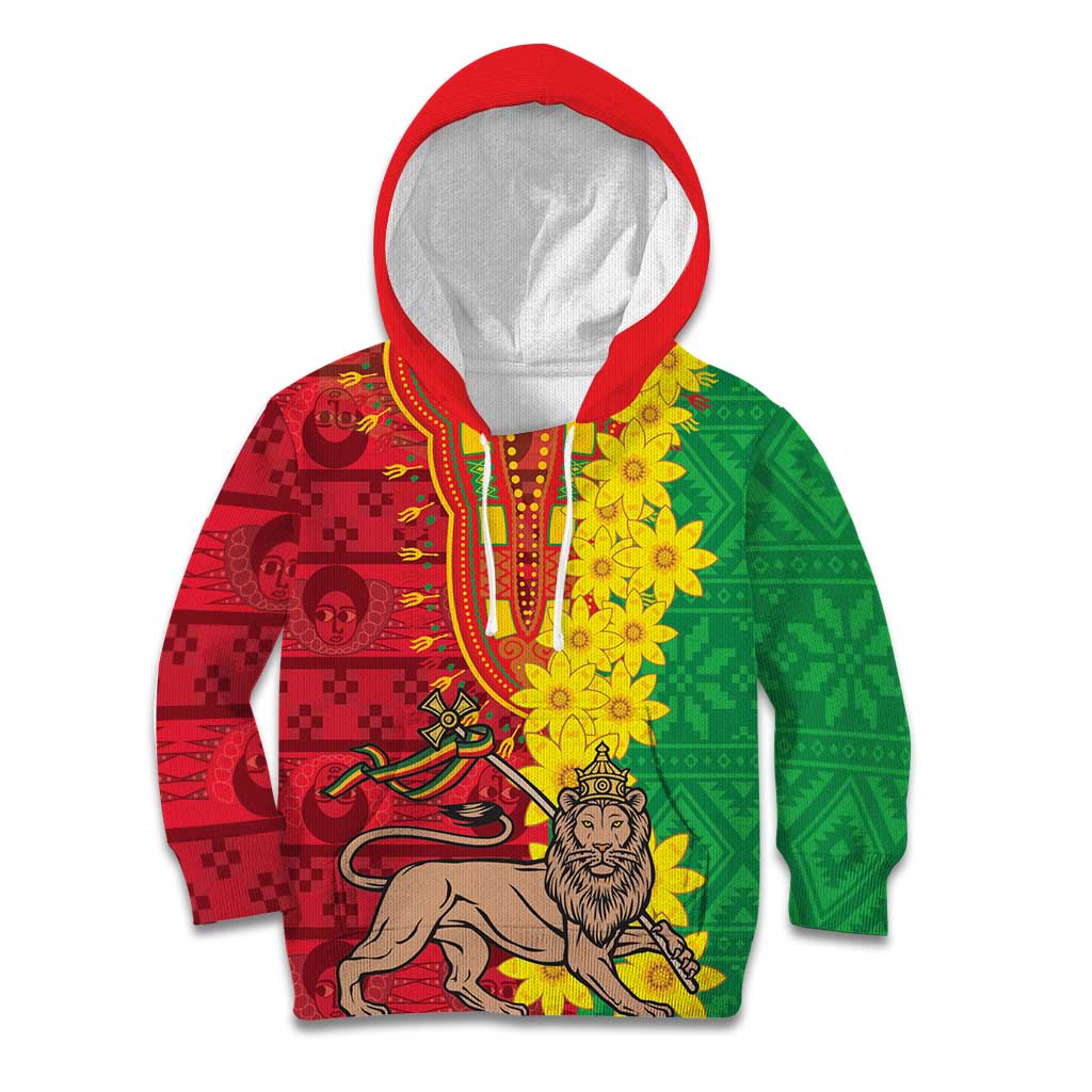 Ethiopia Enkutatash Melkam Addis Amet Kid Hoodie With Bidens Macroptera