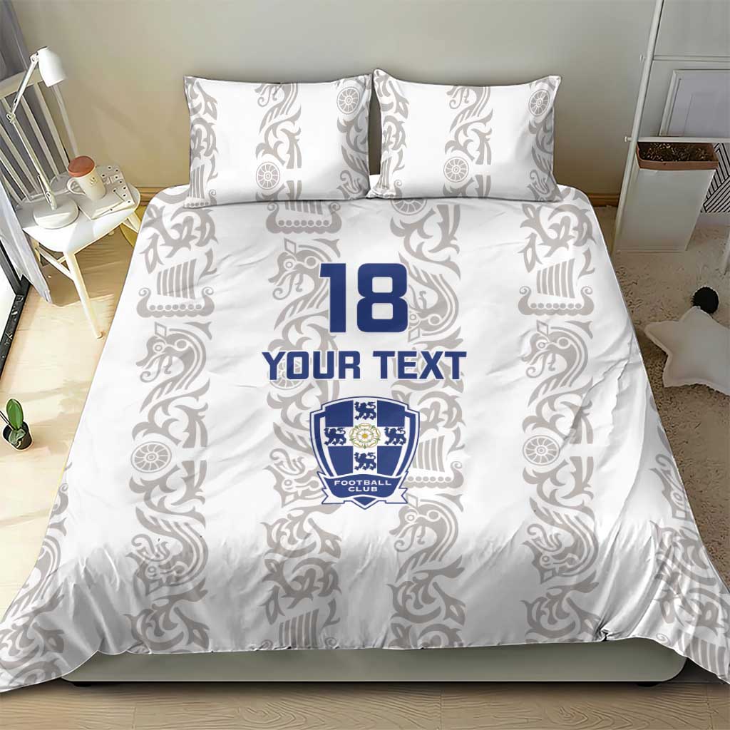 Custom York Minstrel Spirit Bedding Set Norse Viking Pattern White Version - Wonder Print Shop