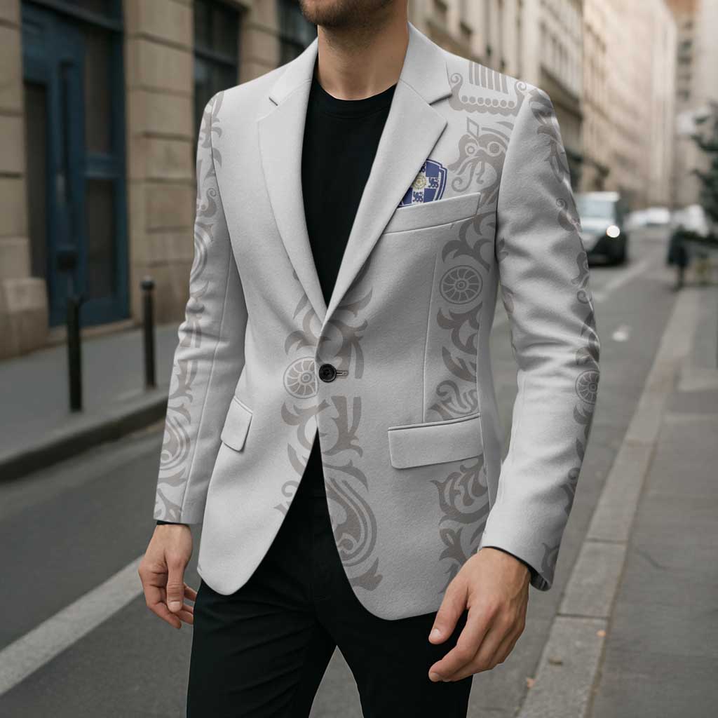 Custom York Minstrel Spirit Blazer Norse Viking Pattern White Version - Wonder Print Shop