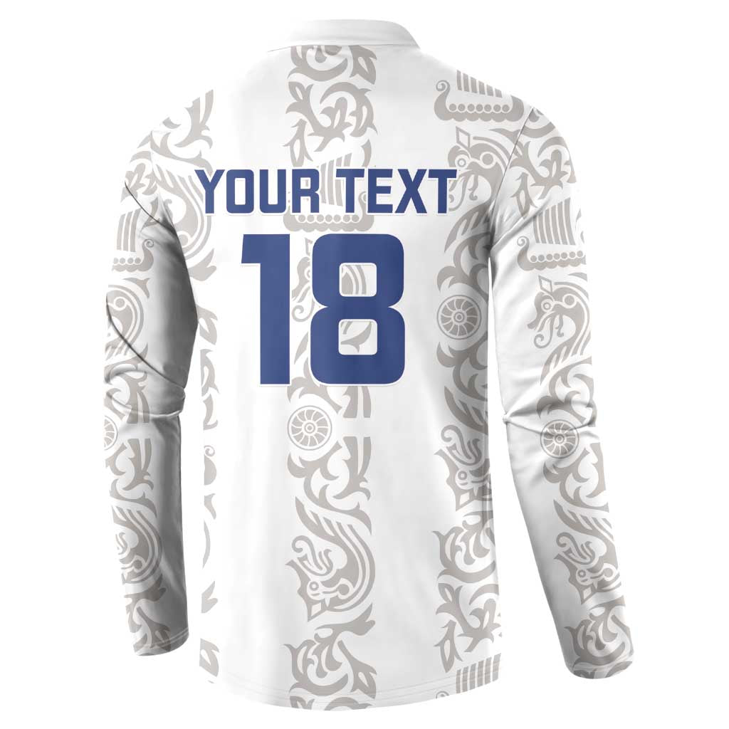 Custom York Minstrel Spirit Button Sweatshirt Norse Viking Pattern White Version - Wonder Print Shop