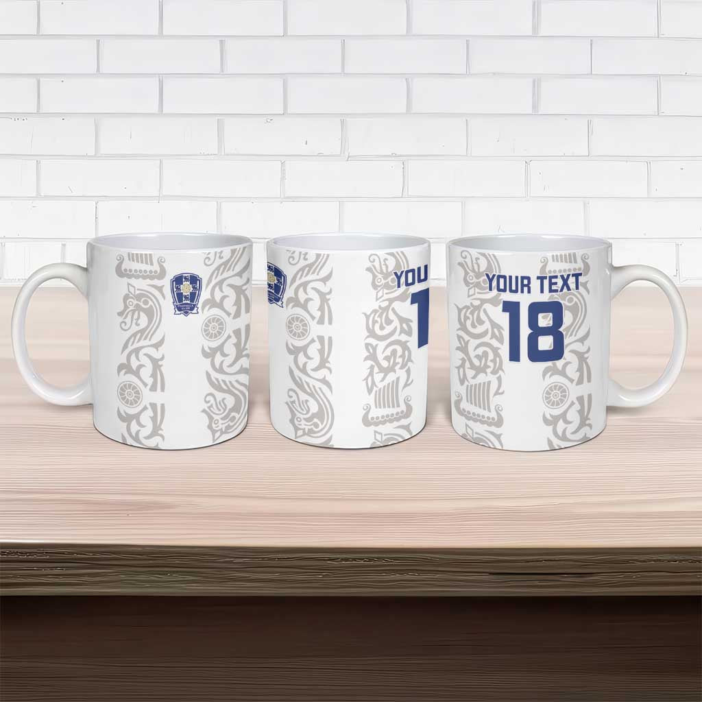 Custom York Minstrel Spirit Ceramic Mug Norse Viking Pattern White Version - Wonder Print Shop