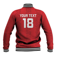Custom York Minstrel Spirit Baseball Jacket Norse Viking Pattern Red Version - Wonder Print Shop