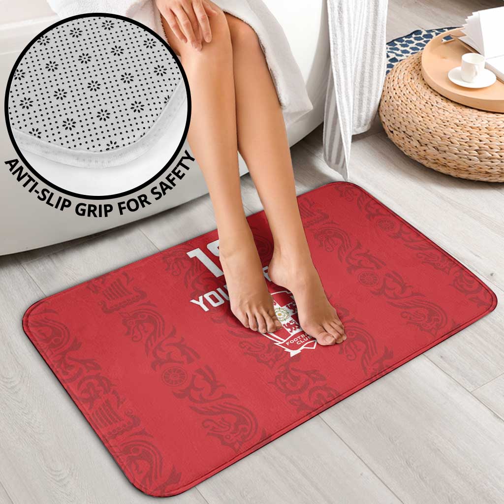 Red anti-slip bath mat set for safe stepping on bathroom floors