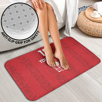 Red anti-slip bath mat set for safe stepping on bathroom floors