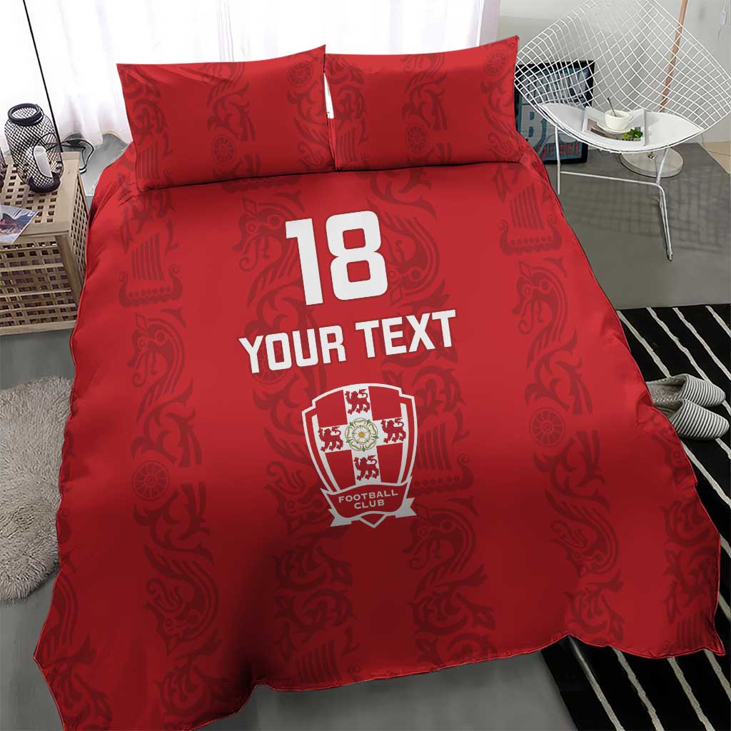 Custom York Minstrel Spirit Bedding Set Norse Viking Pattern Red Version - Wonder Print Shop