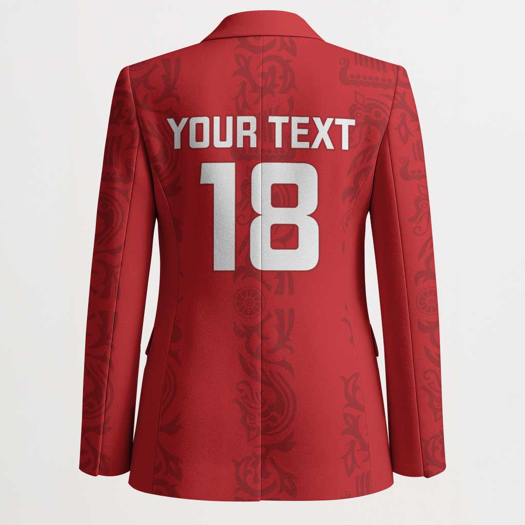 Custom York Minstrel Spirit Blazer Norse Viking Pattern Red Version - Wonder Print Shop