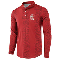 Custom York Minstrel Spirit Button Sweatshirt Norse Viking Pattern Red Version - Wonder Print Shop