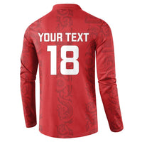 Custom York Minstrel Spirit Button Sweatshirt Norse Viking Pattern Red Version - Wonder Print Shop