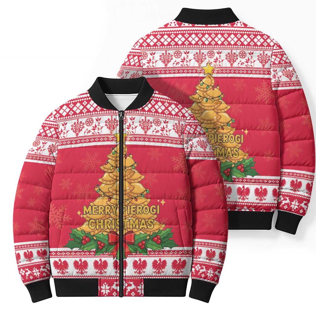 Poland Christmas Bomber Puffer Jacket Oh Pierogi Tree - Wonder Print Shop
