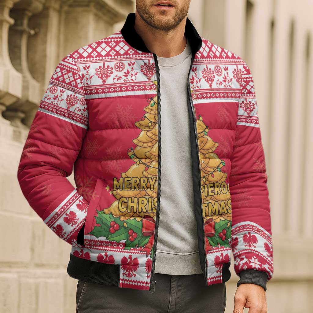 Poland Christmas Bomber Puffer Jacket Oh Pierogi Tree - Wonder Print Shop