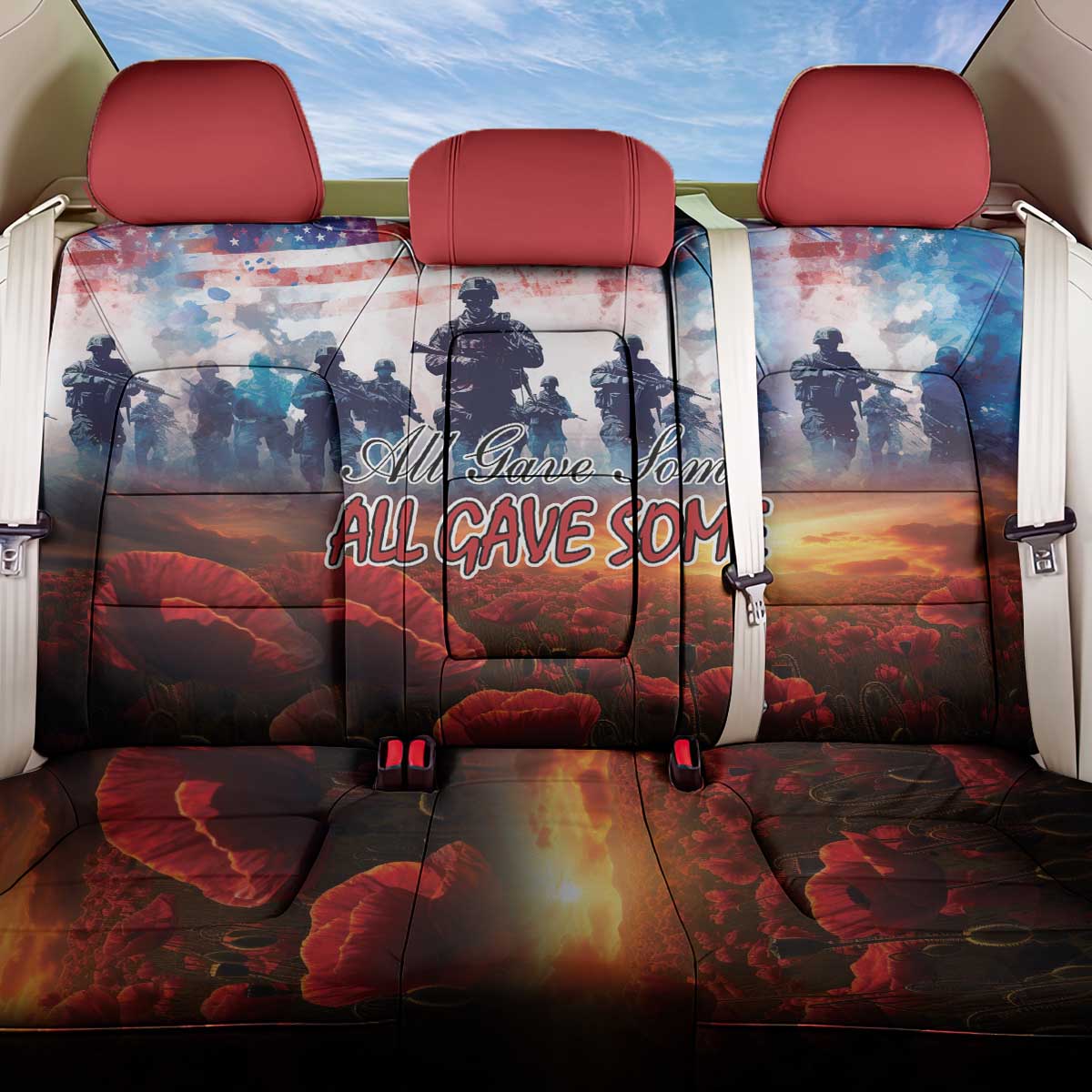 USA Veterans Day Back Car Seat Cover All Gave Some With Poppy Patterns - Wonder Print Shop