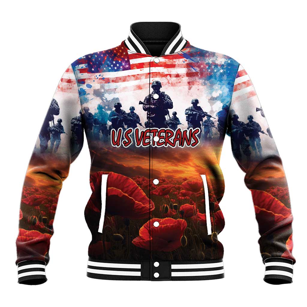 USA Veterans Day Baseball Jacket All Gave Some With Poppy Patterns - Wonder Print Shop