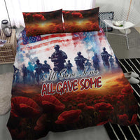 Poppy and soldier bedding set with “All Gave Some” text on duvet and two matching pillows