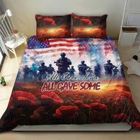 Poppy, soldier and flag-style print bedding set with “All Gave Some” duvet and two shams