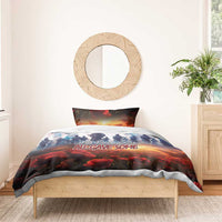 Soldier and poppy print bedding set with “All Gave Some” duvet on a bed