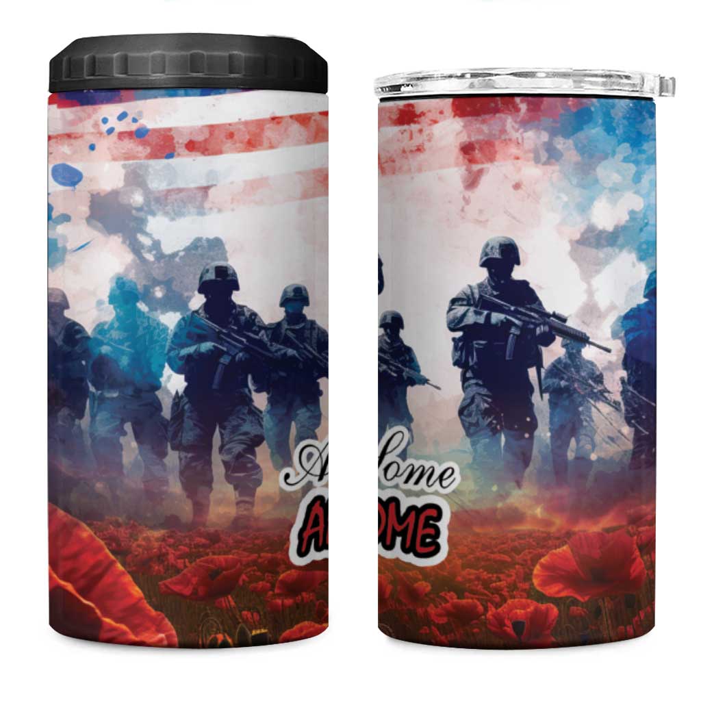 USA Veterans Day 4 in 1 Can Cooler Tumbler All Gave Some With Poppy Patterns - Wonder Print Shop