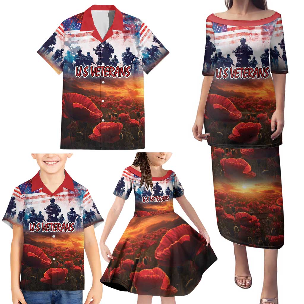 USA Veterans Day Family Matching Puletasi and Hawaiian Shirt All Gave Some With Poppy Patterns - Wonder Print Shop