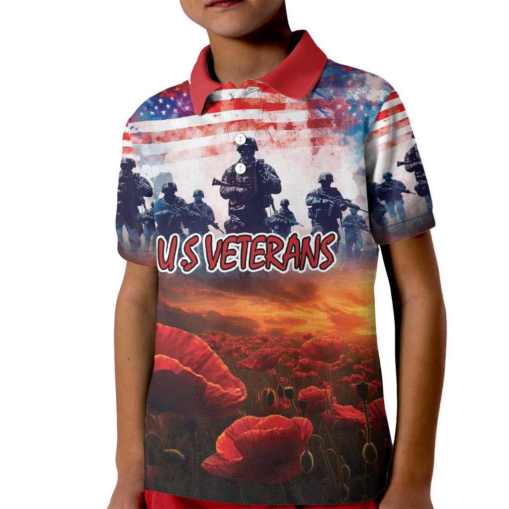 USA Veterans Day Kid Polo Shirt All Gave Some With Poppy Patterns