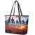 USA Veterans Day Leather Tote Bag All Gave Some With Poppy Patterns