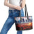 USA Veterans Day Leather Tote Bag All Gave Some With Poppy Patterns