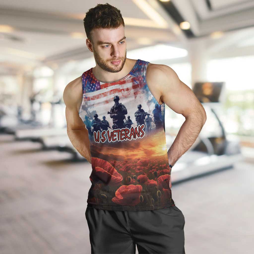 USA Veterans Day Men Tank Top All Gave Some With Poppy Patterns