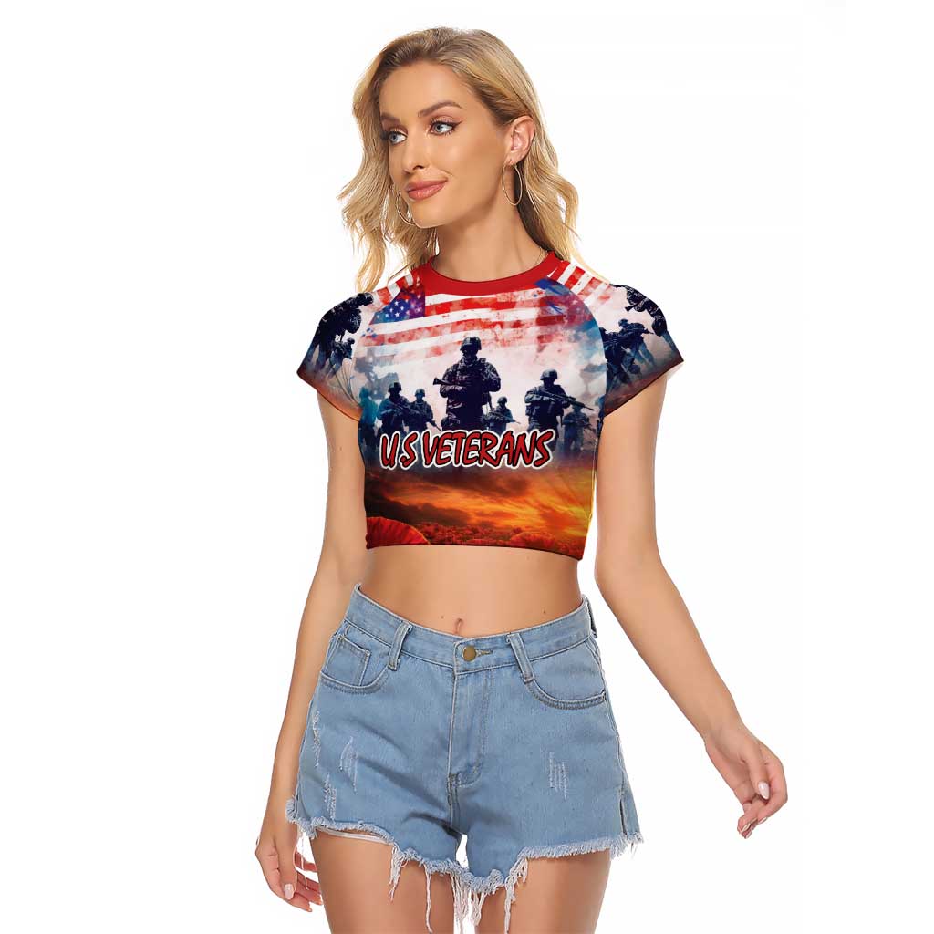 USA Veterans Day Raglan Cropped T Shirt All Gave Some With Poppy Patterns