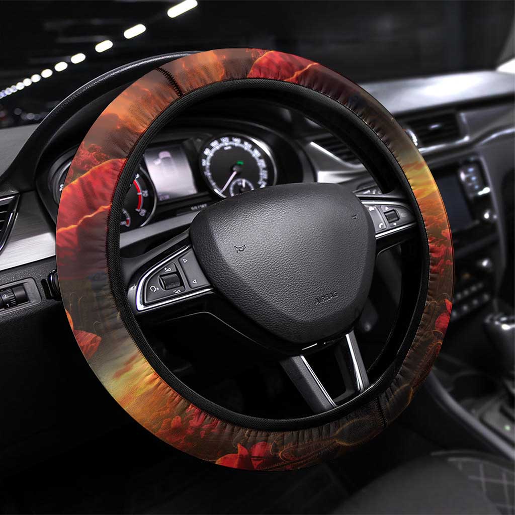 USA Veterans Day Steering Wheel Cover All Gave Some With Poppy Patterns