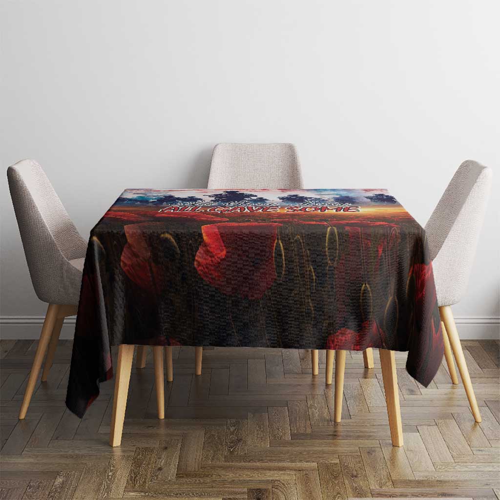 Veterans Day tablecloth square fit with red poppies and multicolor patriotic landscape print