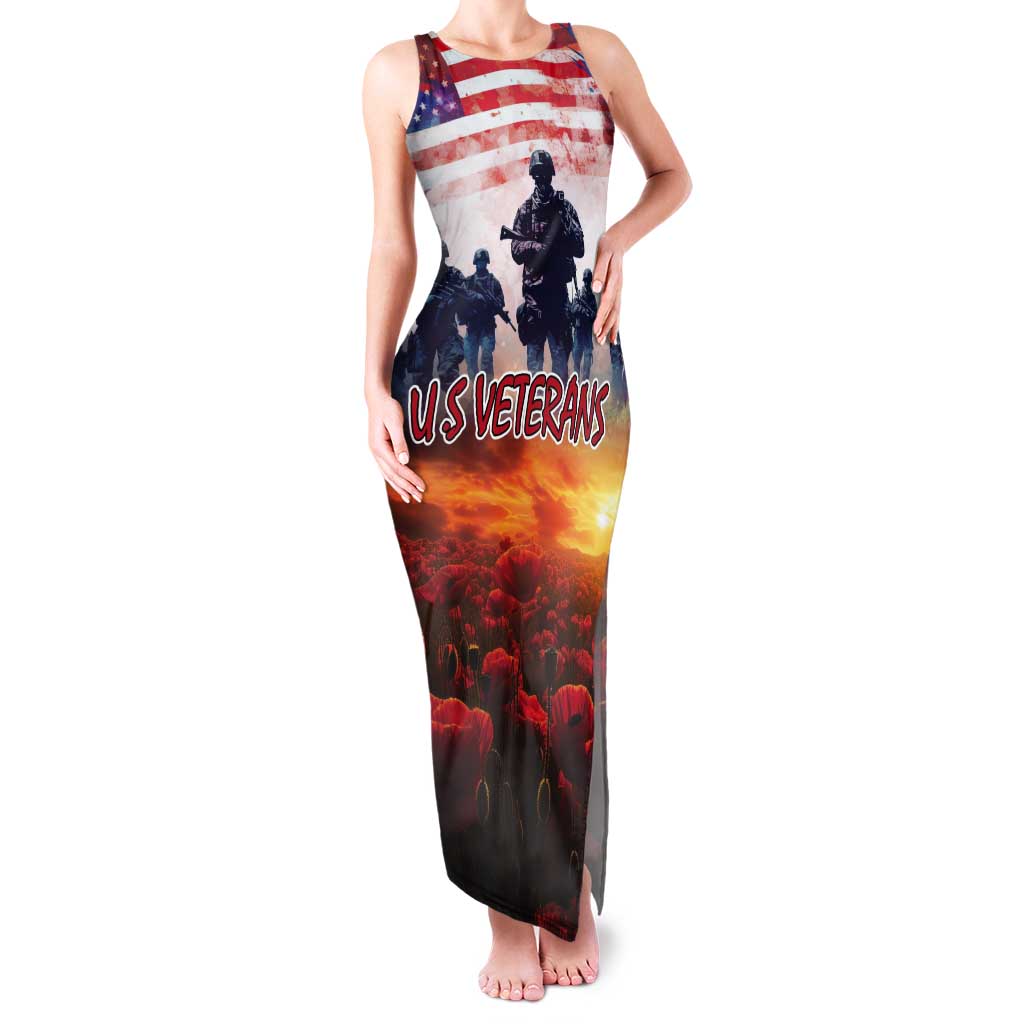 USA Veterans Day Tank Maxi Dress All Gave Some With Poppy Patterns