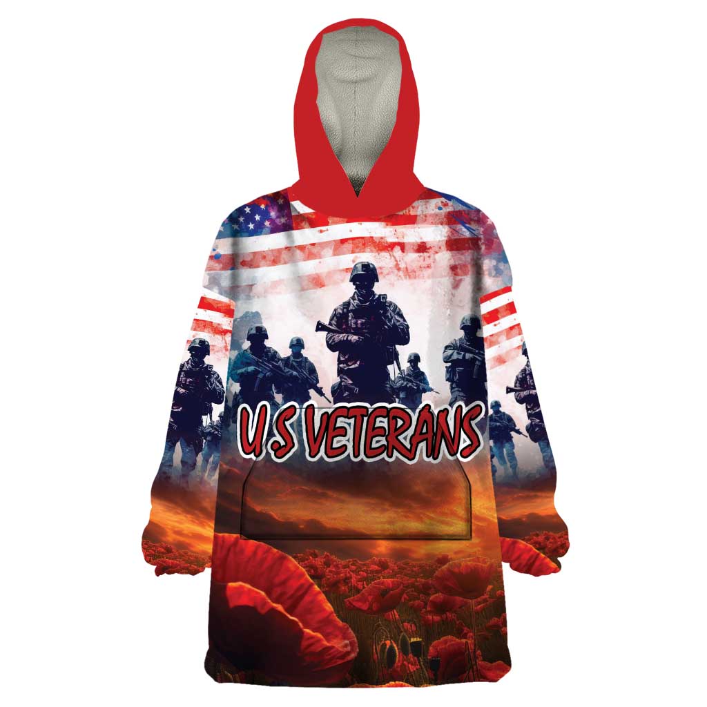 USA Veterans Day Wearable Blanket Hoodie All Gave Some With Poppy Patterns