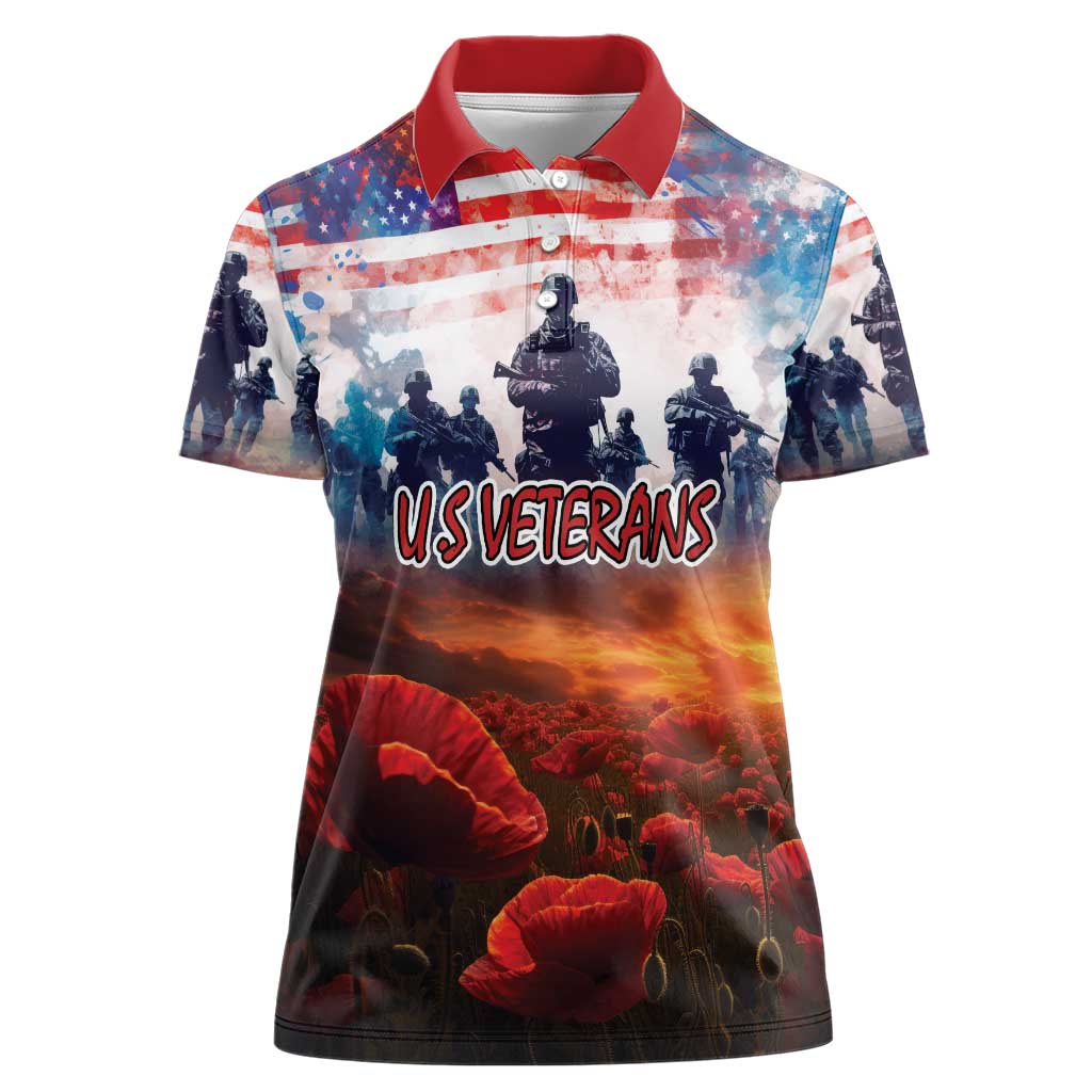 USA Veterans Day Women Polo Shirt All Gave Some With Poppy Patterns