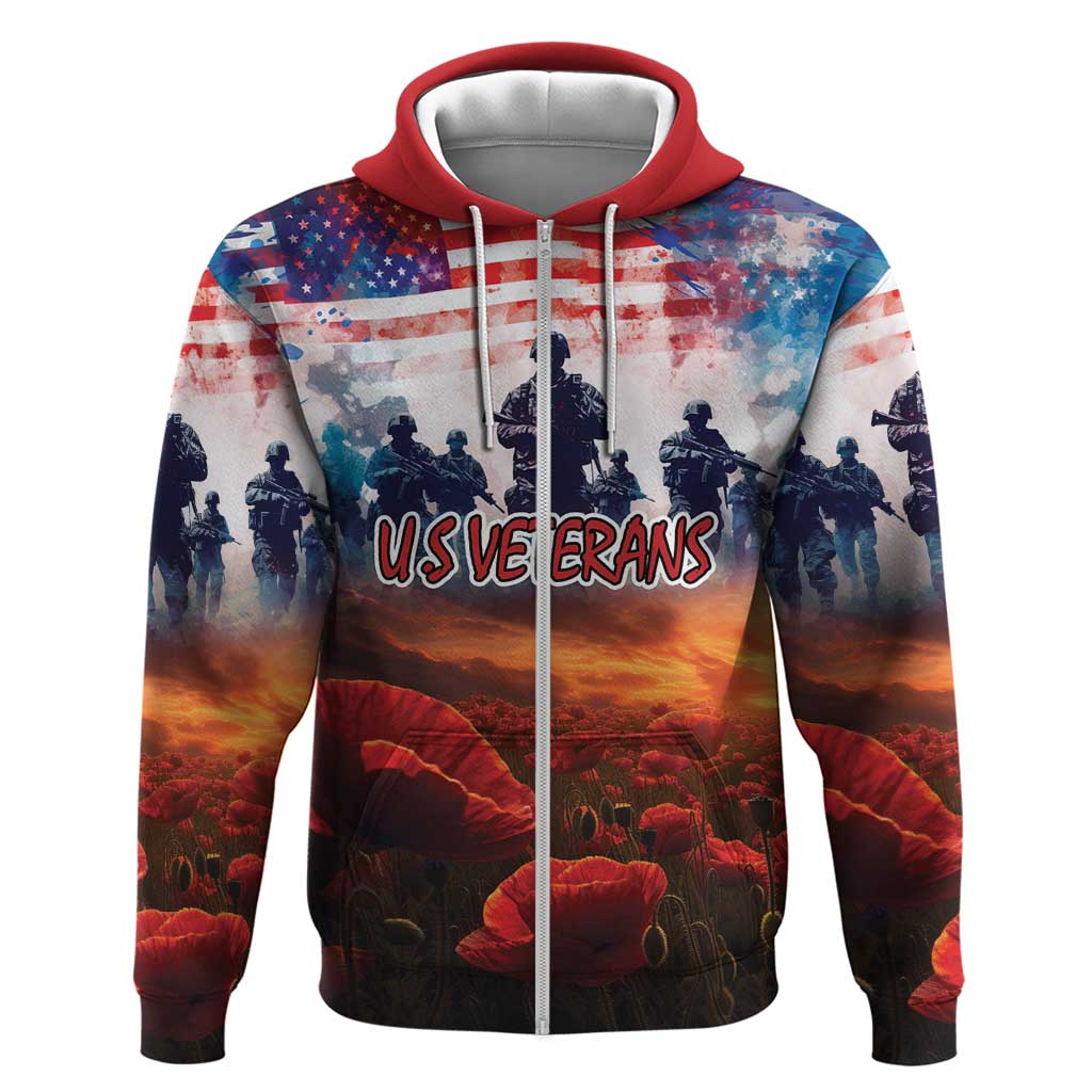 USA Veterans Day Zip Hoodie All Gave Some With Poppy Patterns