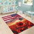 USA Veterans Day Area Rug Poppy Flowers With Flag Grunge