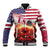 USA Veterans Day Baseball Jacket Poppy Flowers With Flag Grunge - Wonder Print Shop