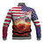 USA Veterans Day Baseball Jacket Poppy Flowers With Flag Grunge - Wonder Print Shop