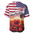 USA Veterans Day Baseball Jersey Poppy Flowers With Flag Grunge - Wonder Print Shop