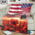 USA Veterans Day Blanket Poppy Flowers With Flag Grunge