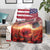 USA Veterans Day Blanket Poppy Flowers With Flag Grunge